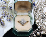 ANTIQUE ART DECO SHIELD RING WITH OLD EUROPEAN DIAMONDS AND FILIGREE IN PLATINUM-Staghead Designs