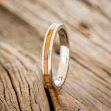 "EZRA" - MATCHING SET OF WHISKEY BARREL & MOSS WEDDING BANDS-8