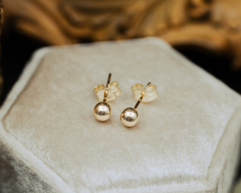 14K GOLD BALL STUD EARRINGS-6