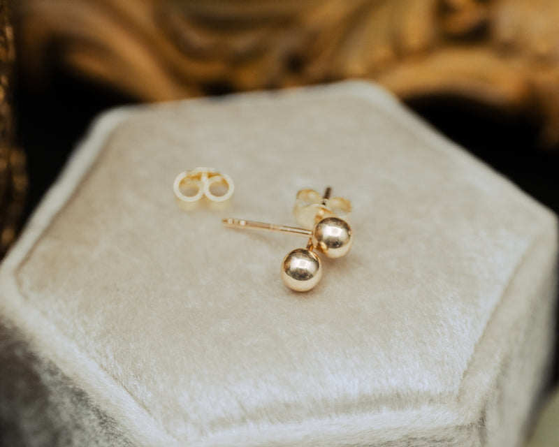 14K GOLD BALL STUD EARRINGS-7