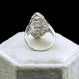 ANTIQUE PLATINUM RING WITH DIAMOND & SYNTHETIC SAPPHIRE ACCENTS-Staghead Designs