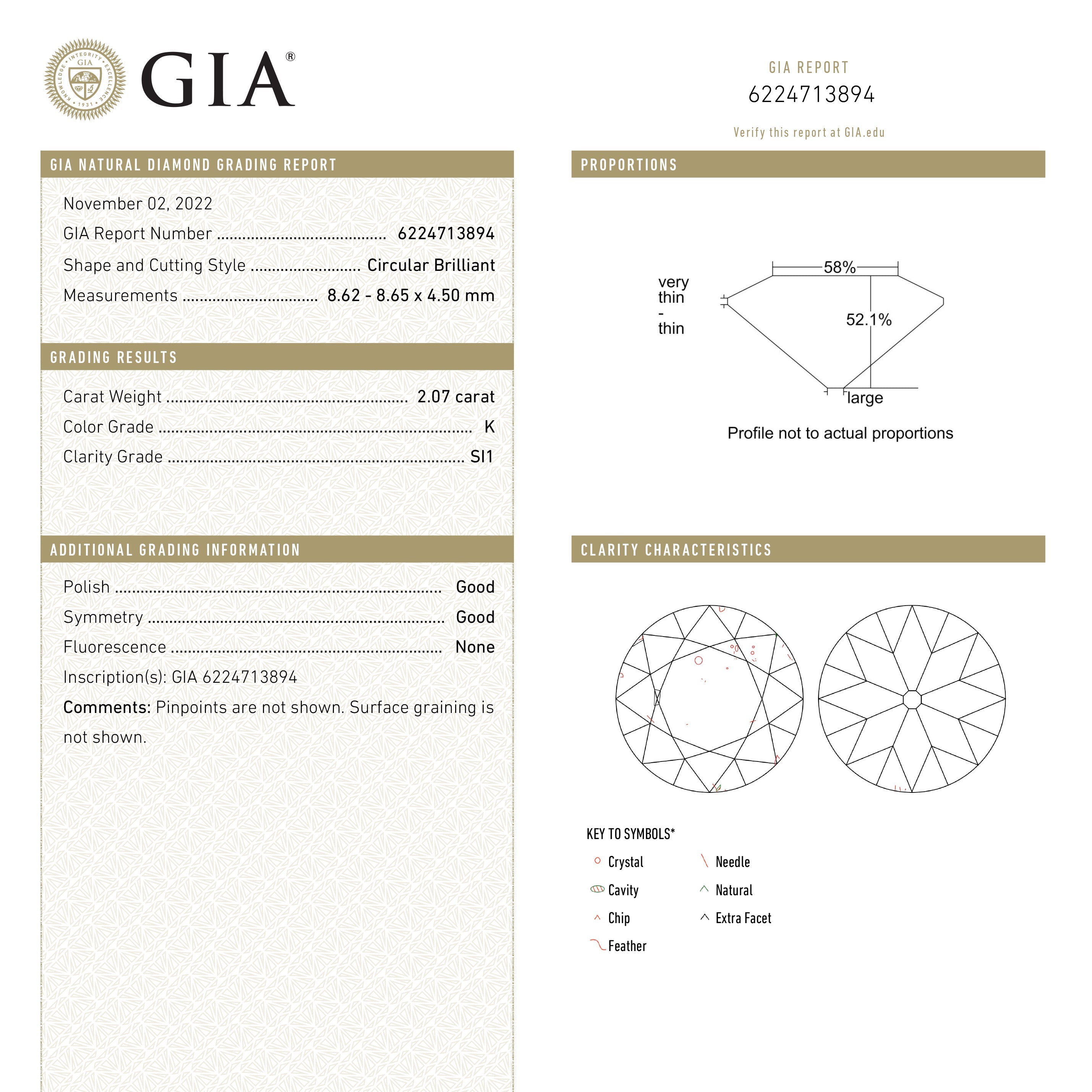 2.07ct 8.65x8.62x4.50mm GIA SI1 K Antique Old European Cut 25160-01-Staghead Designs
