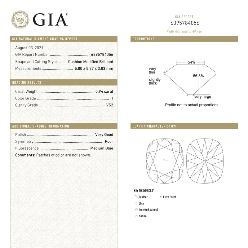 0.94ct 5.80x5.77x3.83mm GIA VS2 I Antique Old Mine Cut 19791-01-Staghead Designs