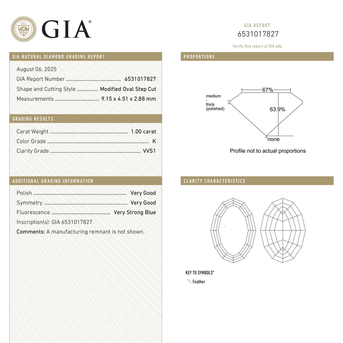 1.00ct 9.15x4.51x2.88mm GIA VVSI K Geo Oval Step Cut 28330-01-Staghead Designs