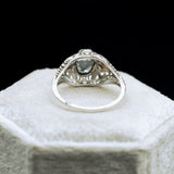 ANTIQUE 14K WHITE GOLD ART DECO AQUAMARINE FILIGREE RING-Staghead Designs