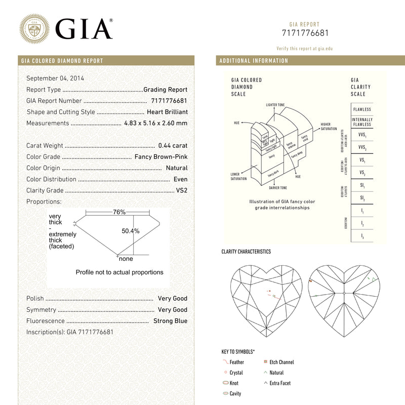 0.44ct 4.83x5.16x2.60mm GIA VS2 Fancy Deep Brown-Pink Heart Brilliant 🇦🇺 24154-01-Staghead Designs