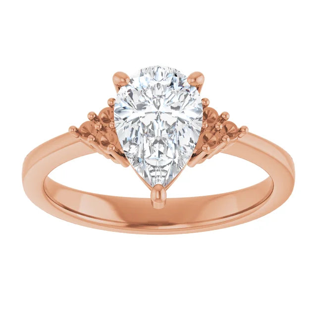 "RHEA" - PEAR-SHAPED ENGAGEMENT RING WITH DIAMOND ACCENTS-Staghead Designs