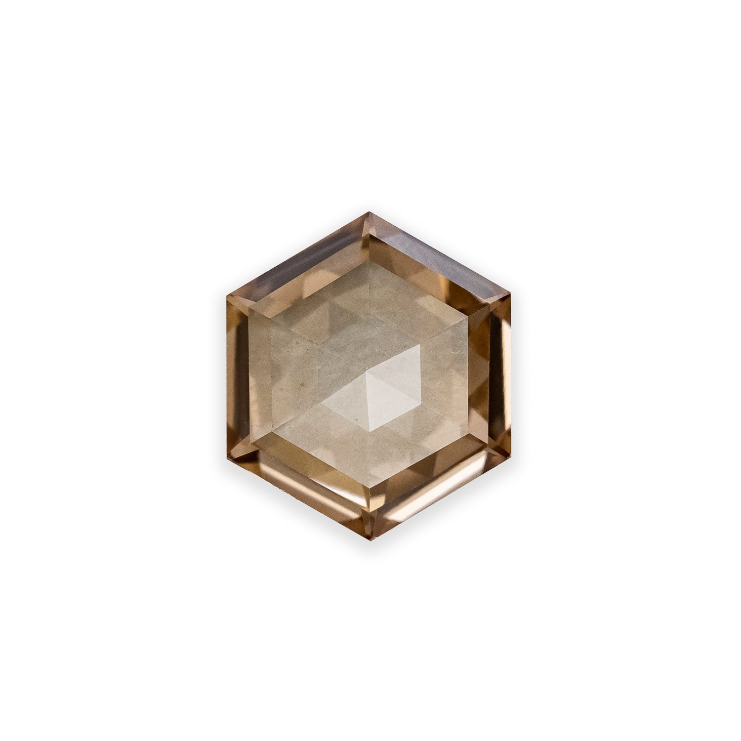 1.23ct 9.21x8.01x1.93mm CHAMPAGNE HEXAGON ROSECUT LAB GROWN DIAMOND - IGI VS1-Staghead Designs