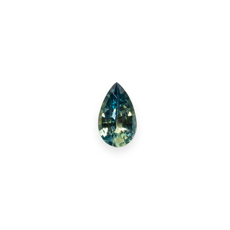 0.88ct 7.96x4.81x3.08mm PEAR GREEN BLUE BI-COLOR MADAGASCAR SAPPHIRE-1