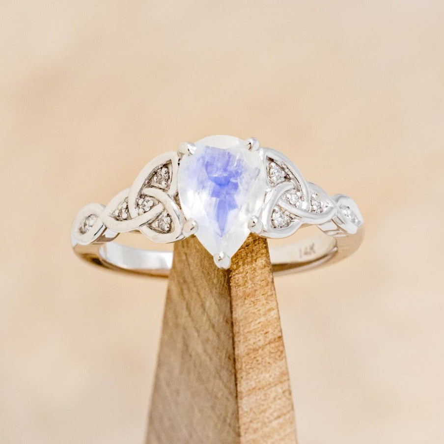 "AIFE" - CELTIC KNOT PEAR CUT MOONSTONE ENGAGEMENT RING-1