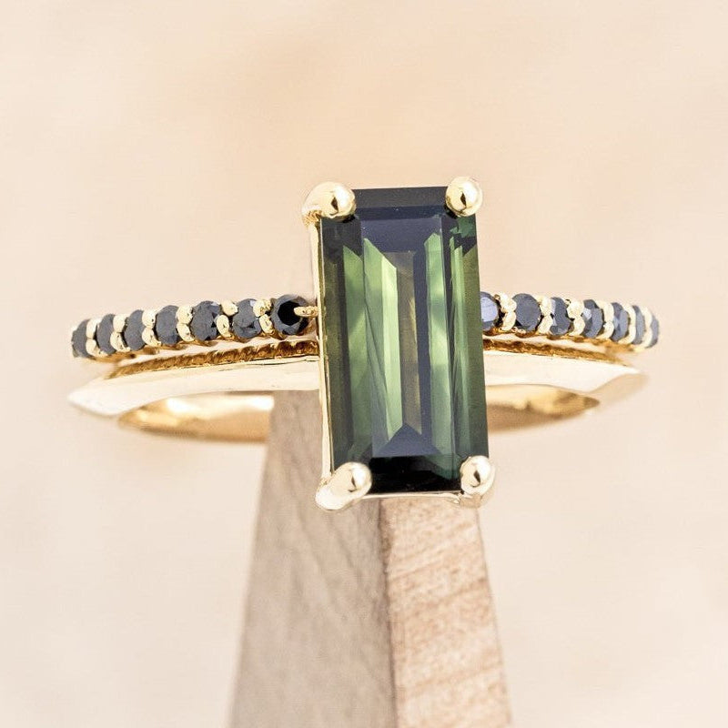 "ALEXA" - SOLITAIRE ENGAGEMENT RING WITH BLACK DIAMOND CUFF TRACER - MOUNTING ONLY - SELECT YOUR OWN STONE-1