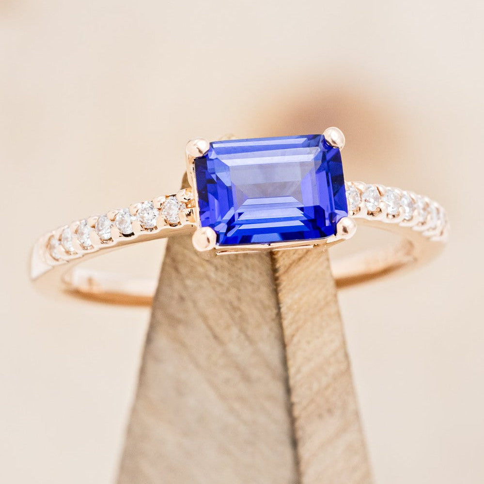"AMARA" - EMERALD CUT LAB-GROWN SAPPHIRE ENGAGEMENT RING WITH DIAMOND ACCENTS-1