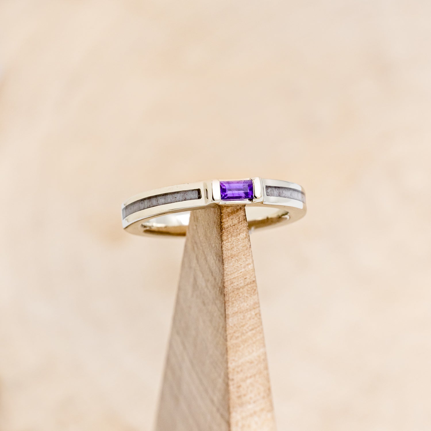 AMETHYST & ANTLER STACKING BAND-1