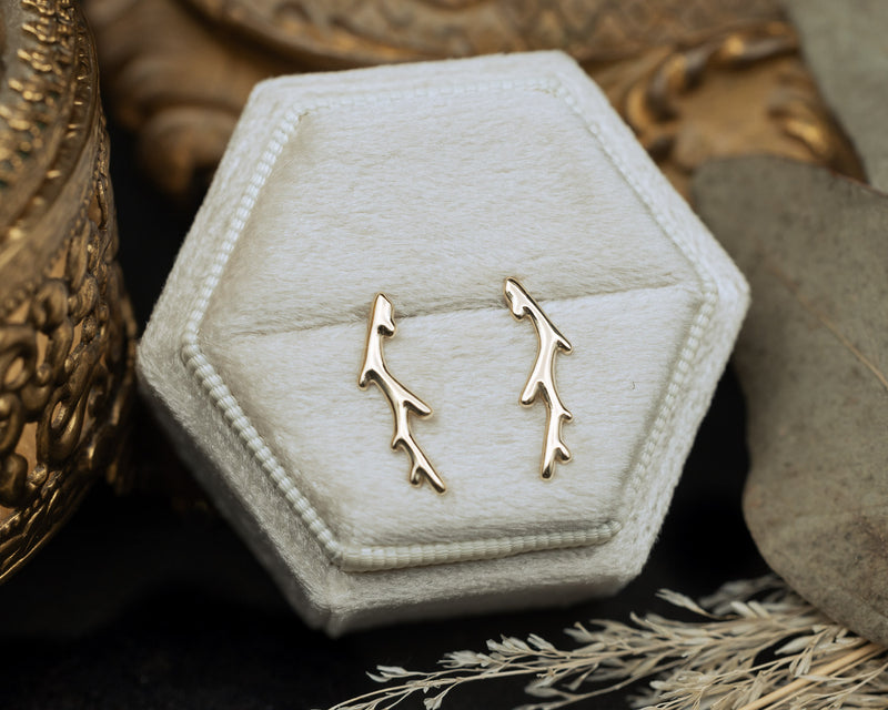 "ARTEMIS" - BRANCH STYLE EAR CLIMBERS IN 14K GOLD-Staghead Designs