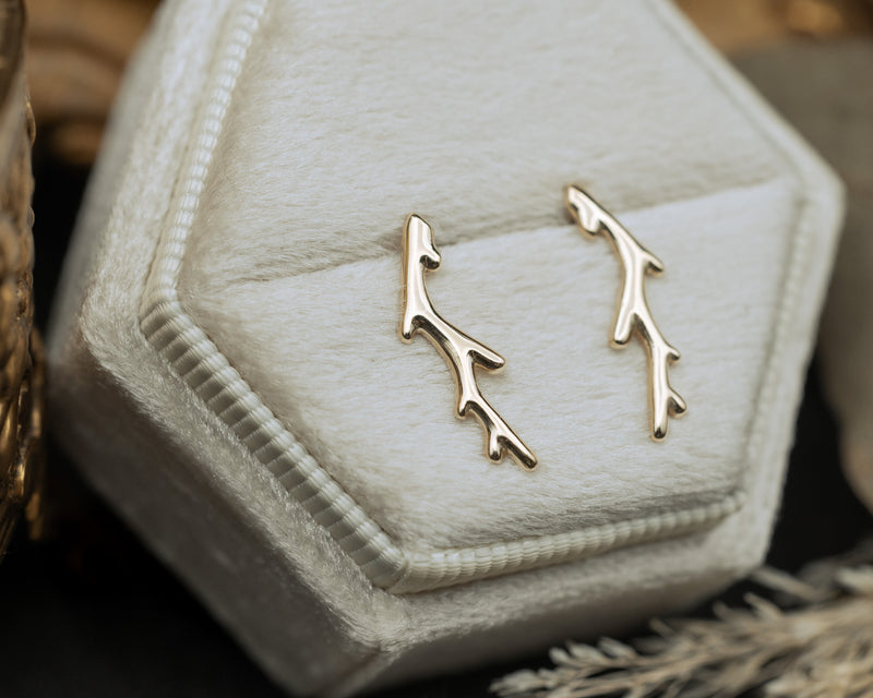 "ARTEMIS" - BRANCH STYLE EAR CLIMBERS IN 14K GOLD-Staghead Designs