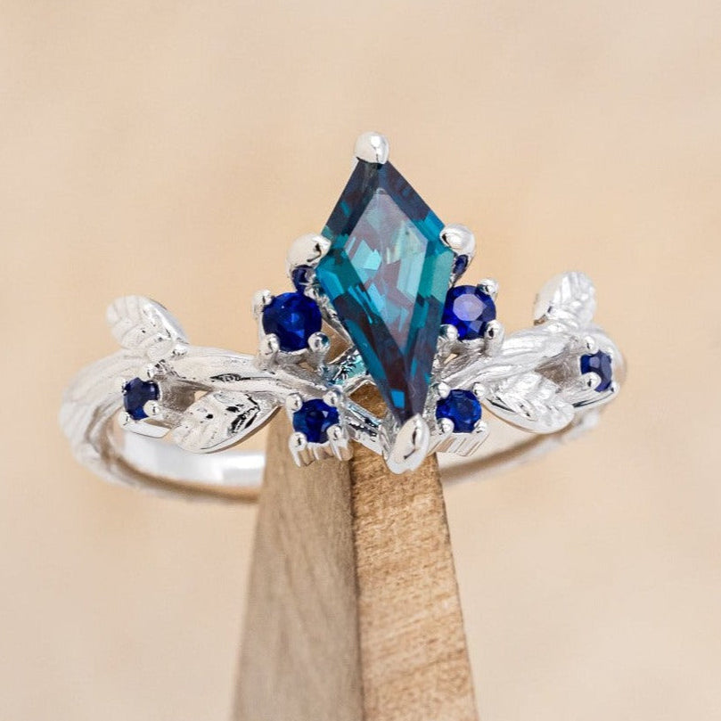 "ARTEMISIA" - KITE CUT LAB-GROWN ALEXANDRITE ENGAGEMENT RING WITH SAPPHIRE ACCENTS-1