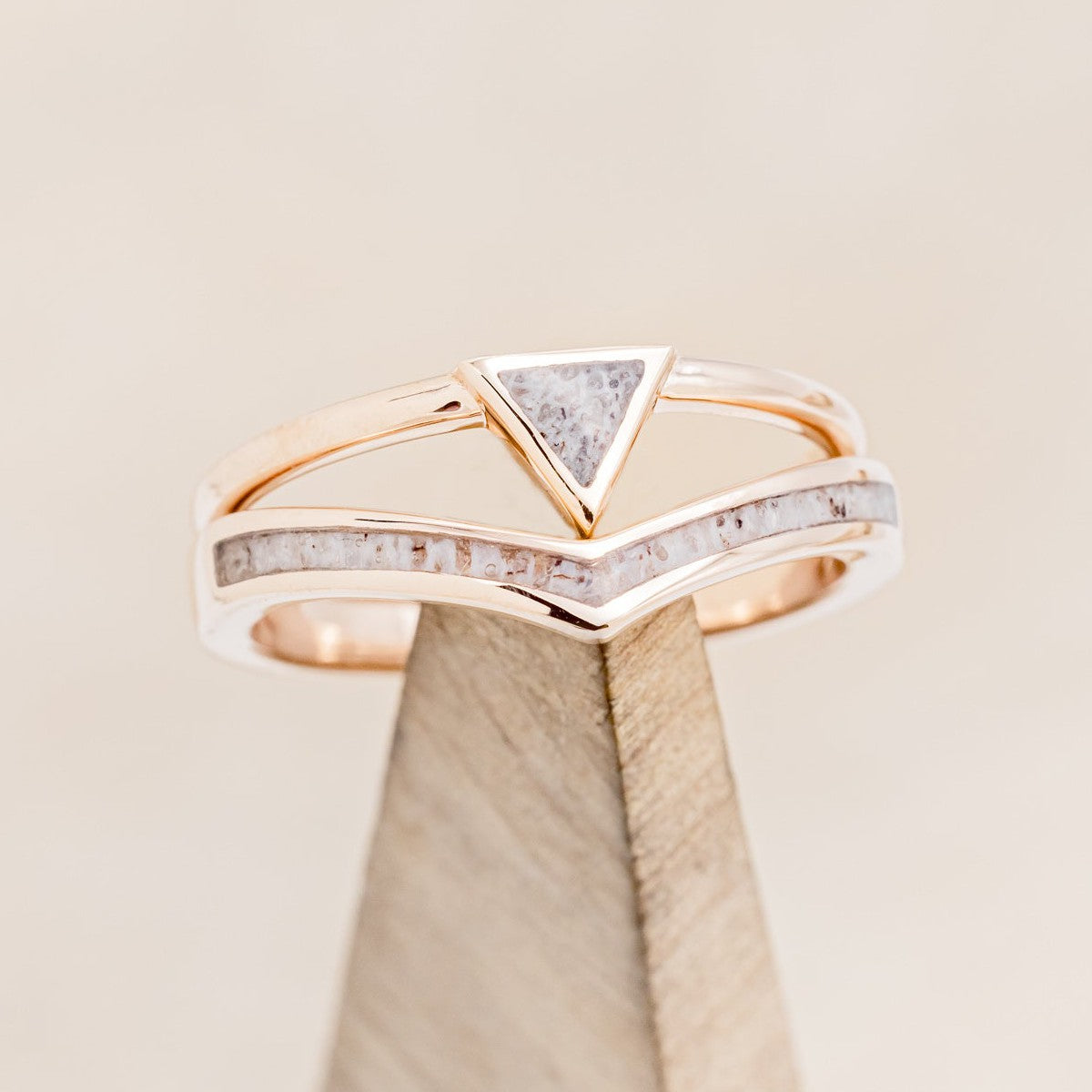 "ATLANTIS" - ANTLER INLAY TRIANGLE RING & V-SHAPED TRACER SET-1