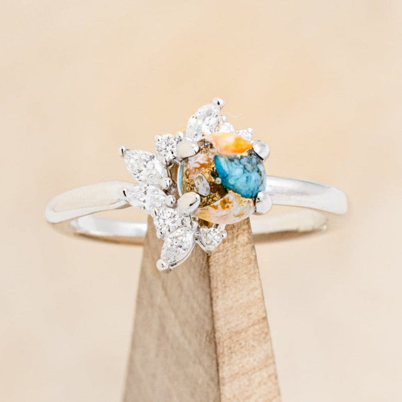 "AURAE" - ROUND CUT SPINY OYSTER TURQUOISE ENGAGEMENT RING-1