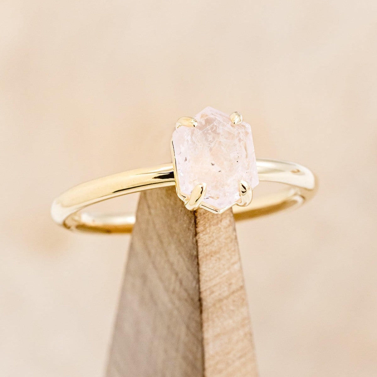 "AURUM" - ROSE QUARTZ SOLITAIRE ENGAGEMENT RING-1
