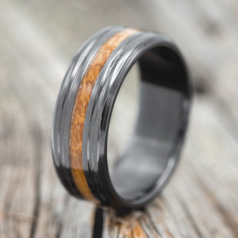"AUSTIN" - WHISKEY BARREL OAK WEDDING RING-1
