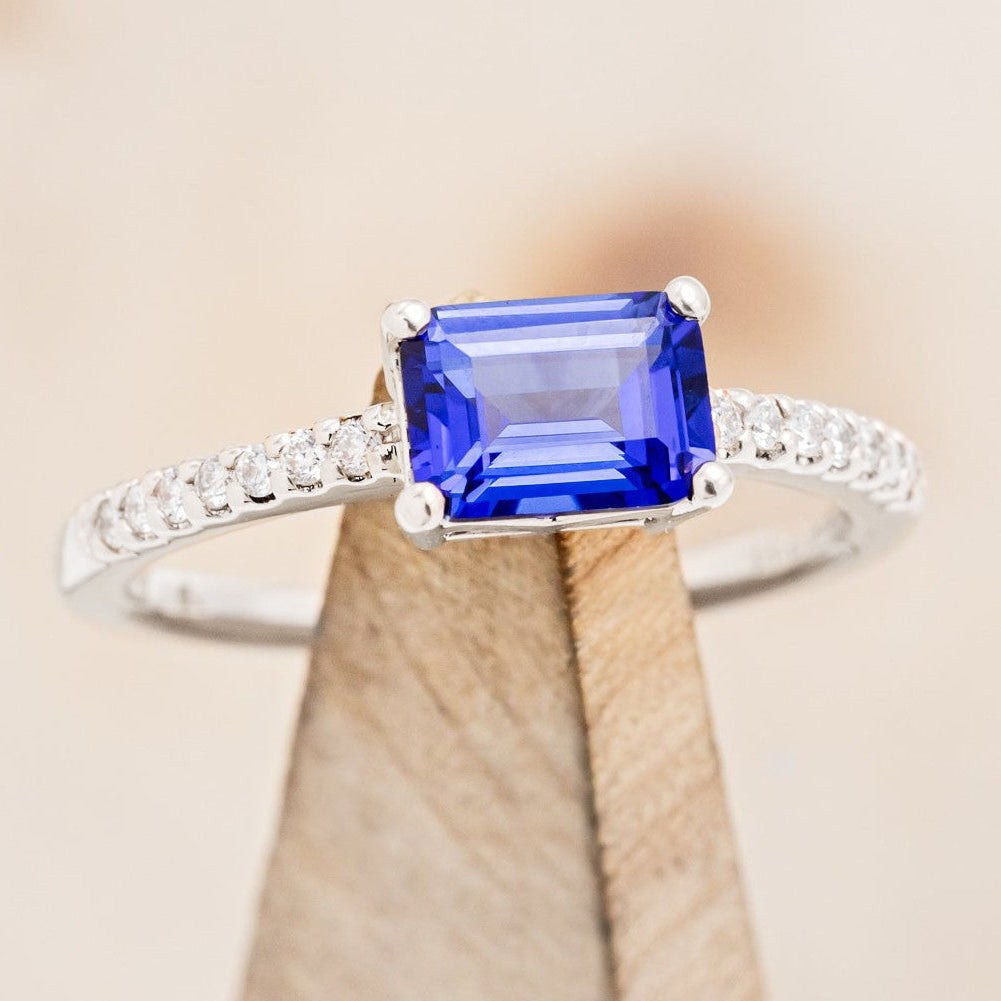 "AMARA" - EMERALD CUT ENGAGEMENT RING WITH DIAMOND ACCENTS-Staghead Designs