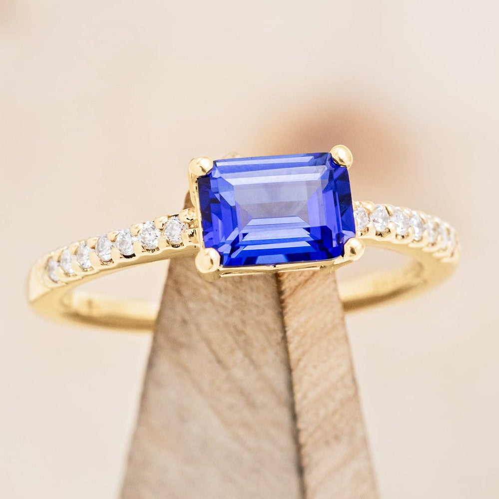 "AMARA" - EMERALD CUT ENGAGEMENT RING WITH DIAMOND ACCENTS-Staghead Designs