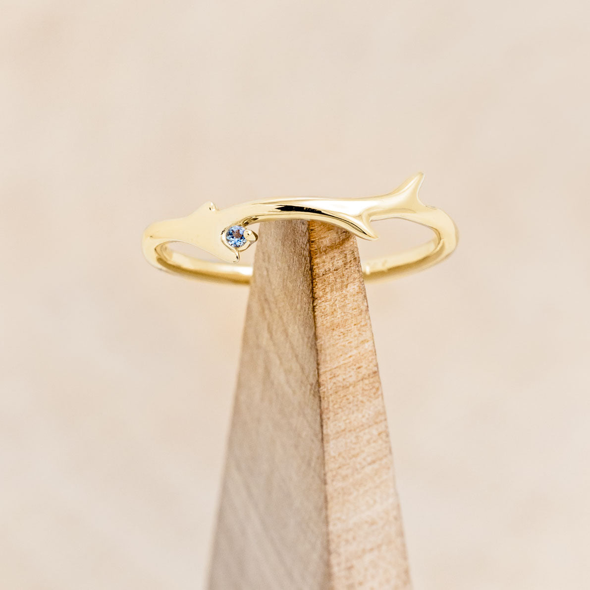 "ARTEMIS" STACKER - ANTLER-STYLE STACKING BAND WITH A BIRTHSTONE ACCENT-Staghead Designs