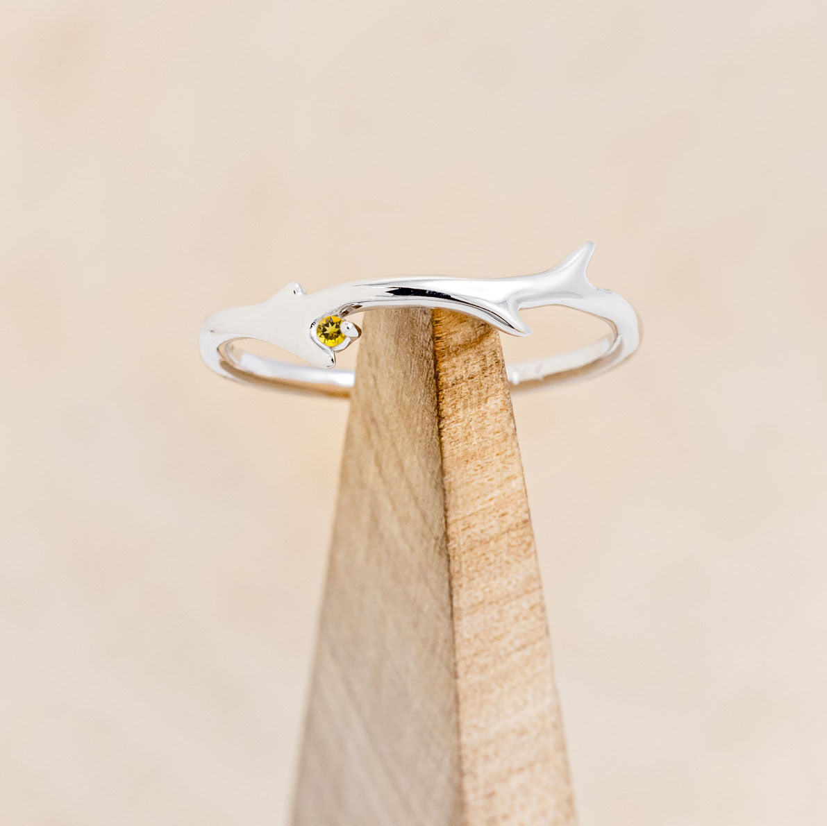 "ARTEMIS" STACKER - ANTLER-STYLE STACKING BAND WITH A BIRTHSTONE ACCENT-Staghead Designs