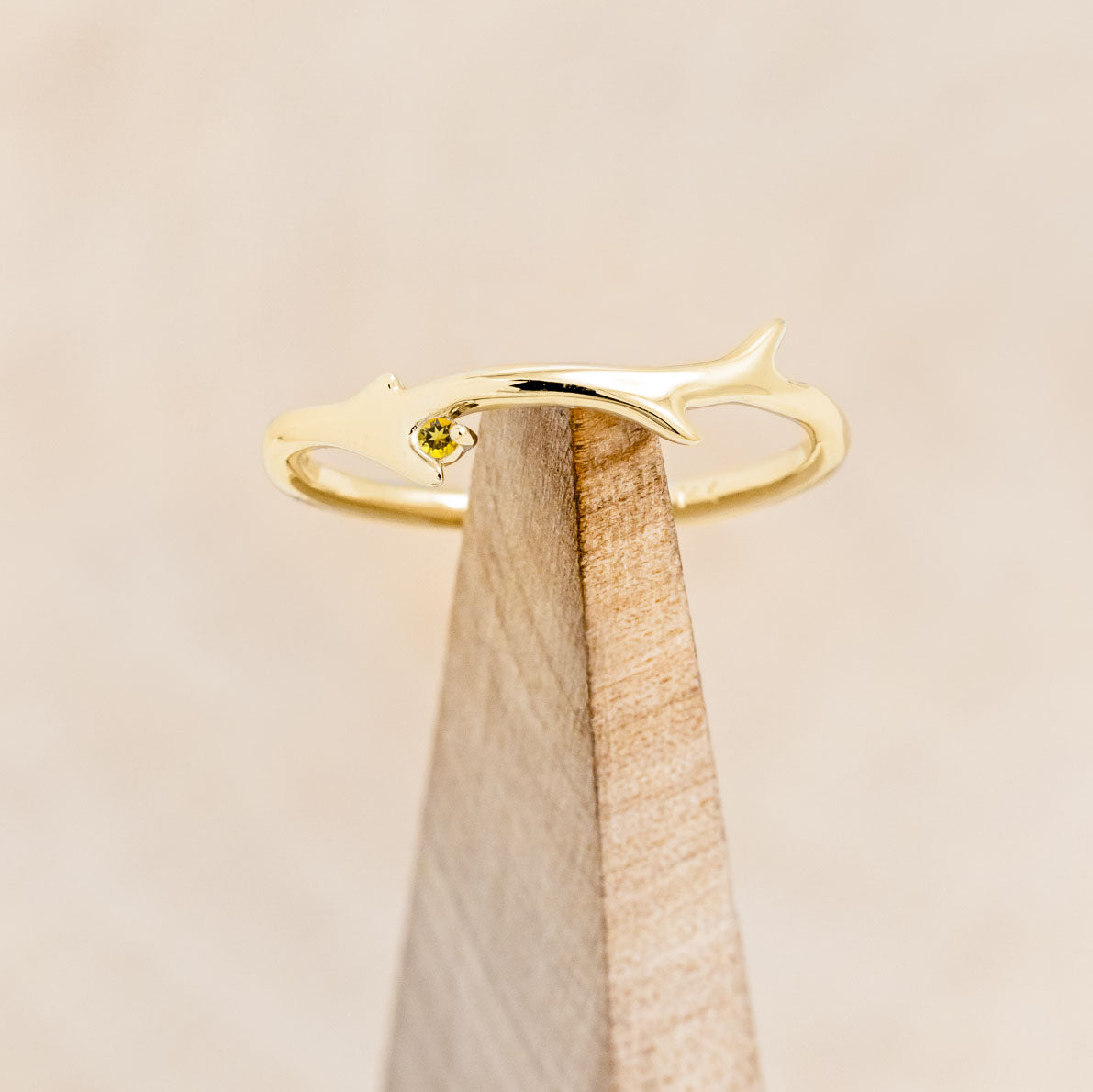 "ARTEMIS" STACKER - ANTLER-STYLE STACKING BAND WITH A BIRTHSTONE ACCENT-Staghead Designs
