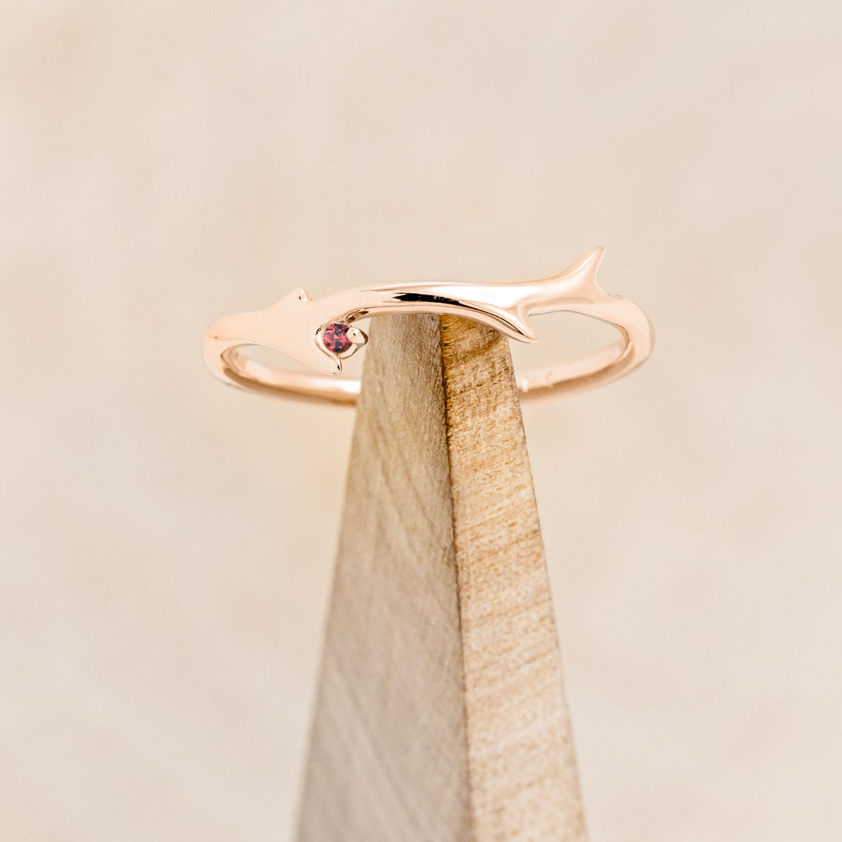 "ARTEMIS" STACKER - ANTLER-STYLE STACKING BAND WITH A BIRTHSTONE ACCENT-Staghead Designs