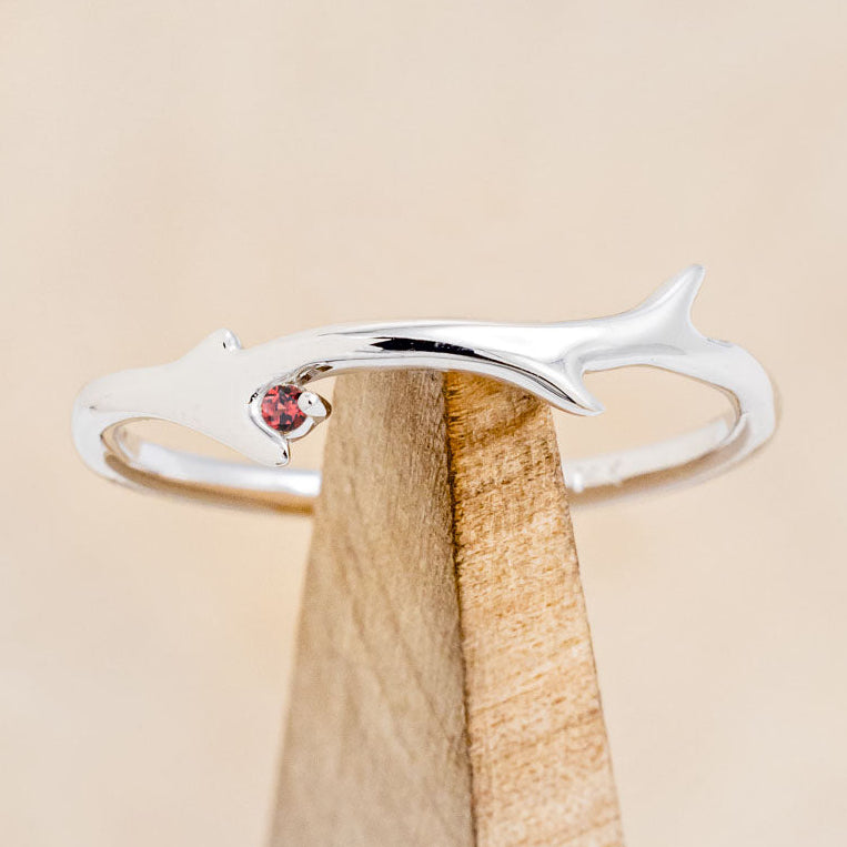 "ARTEMIS" STACKER - ANTLER-STYLE STACKING BAND WITH A BIRTHSTONE ACCENT-Staghead Designs