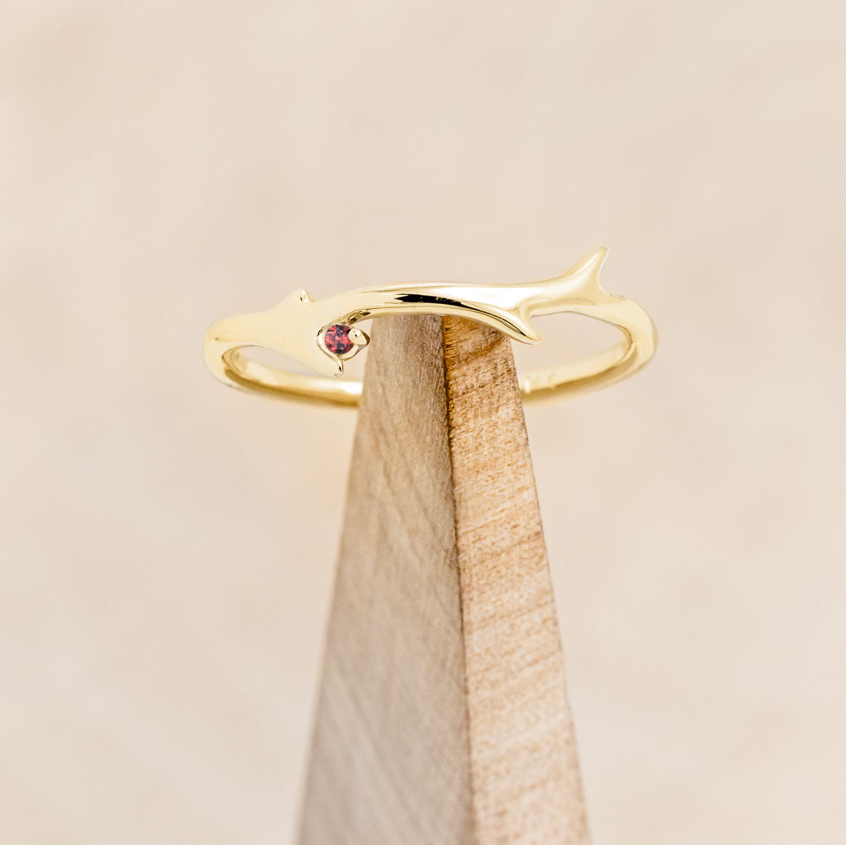 "ARTEMIS" STACKER - ANTLER-STYLE STACKING BAND WITH A BIRTHSTONE ACCENT-Staghead Designs