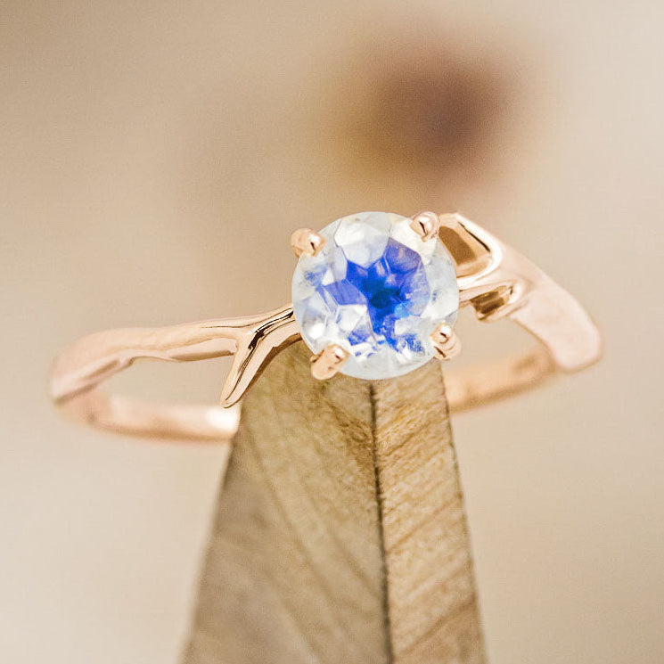 "ARTEMIS" - ROUND CUT ENGAGEMENT RING WITH AN ANTLER-STYLE STACKING BAND-Staghead Designs
