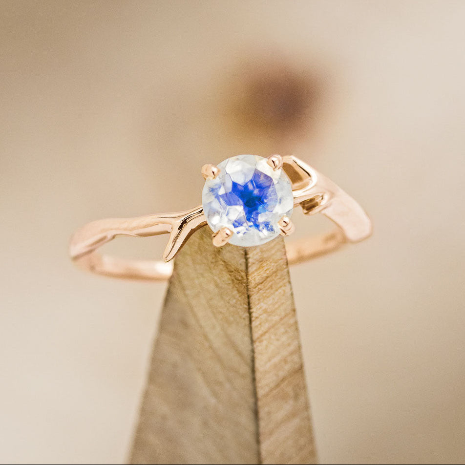 "ARTEMIS" - ROUND CUT ENGAGEMENT RING WITH AN ANTLER-STYLE STACKING BAND-Staghead Designs