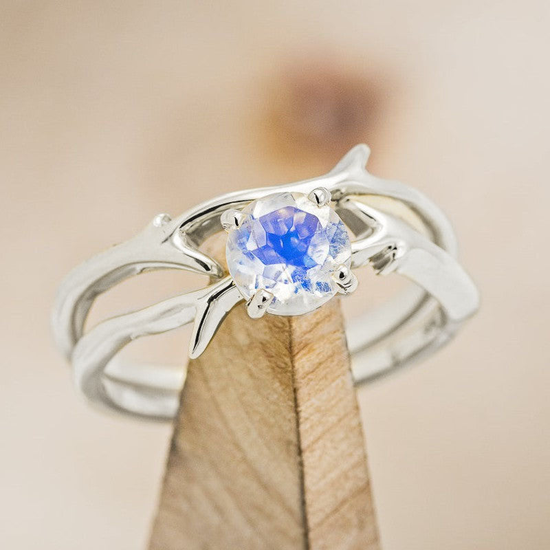 "ARTEMIS" - ROUND CUT ENGAGEMENT RING WITH AN ANTLER-STYLE STACKING BAND-Staghead Designs