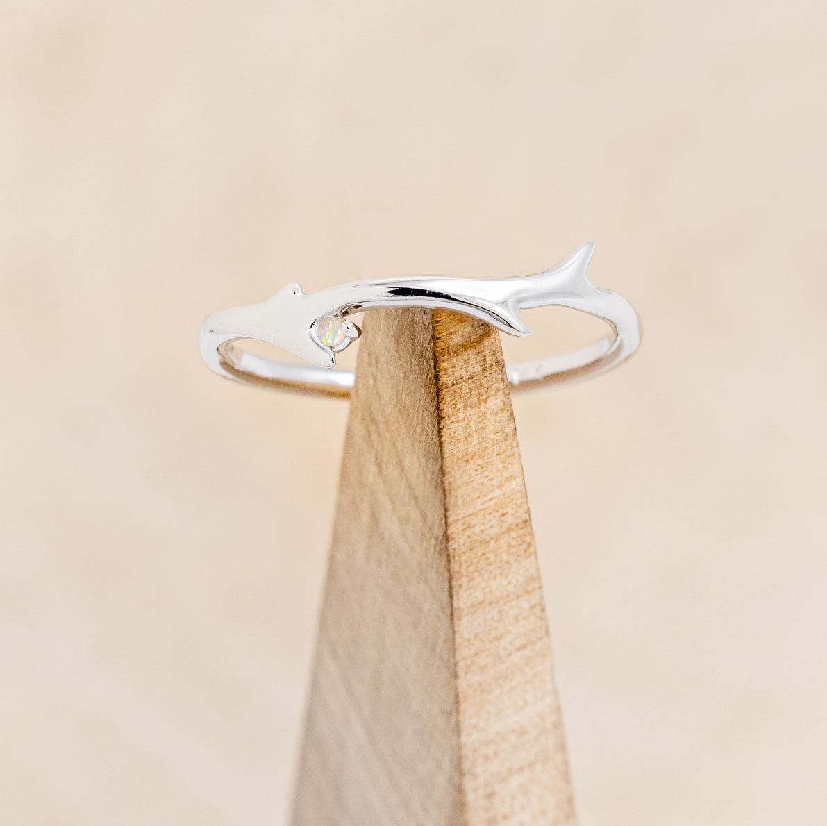 "ARTEMIS" STACKER - ANTLER-STYLE STACKING BAND WITH A BIRTHSTONE ACCENT-Staghead Designs