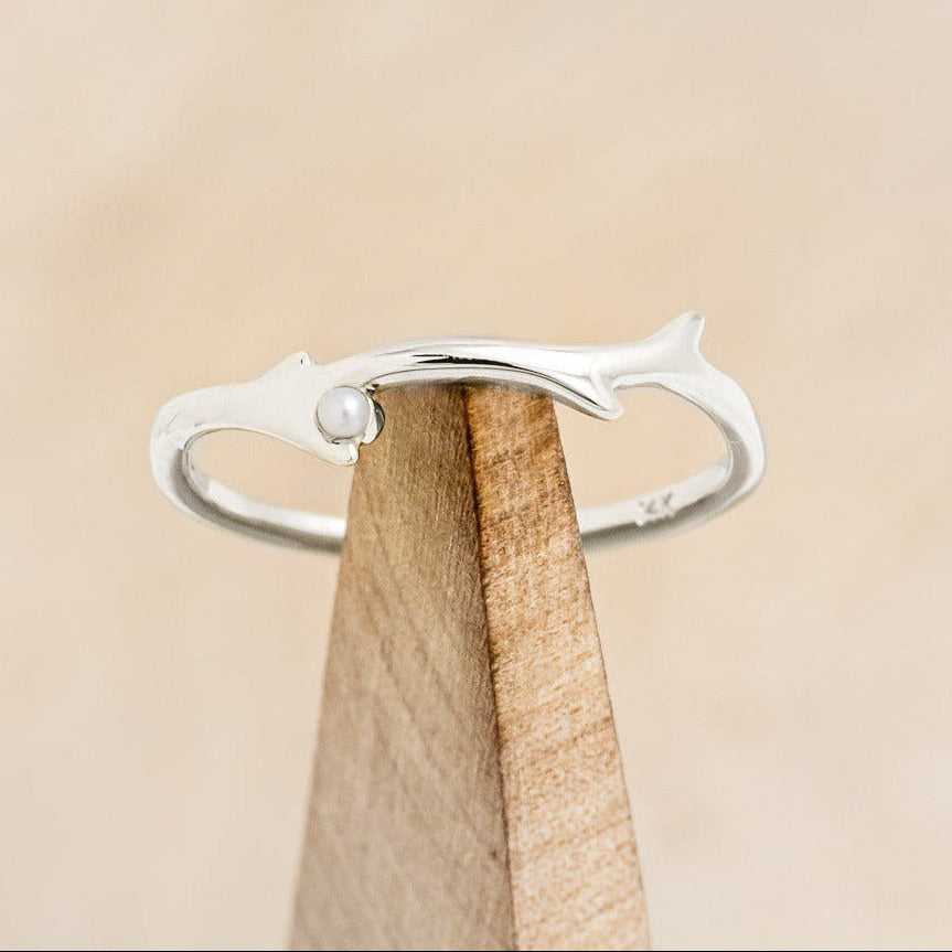 "ARTEMIS" STACKER - ANTLER-STYLE STACKING BAND WITH A BIRTHSTONE ACCENT-Staghead Designs