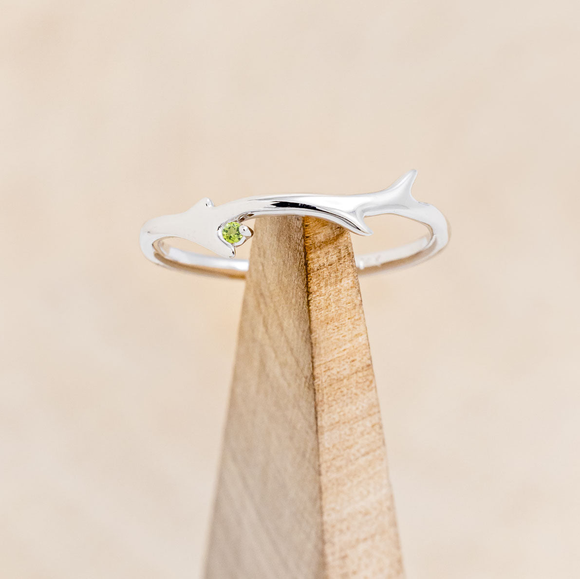 "ARTEMIS" STACKER - ANTLER-STYLE STACKING BAND WITH A BIRTHSTONE ACCENT-Staghead Designs