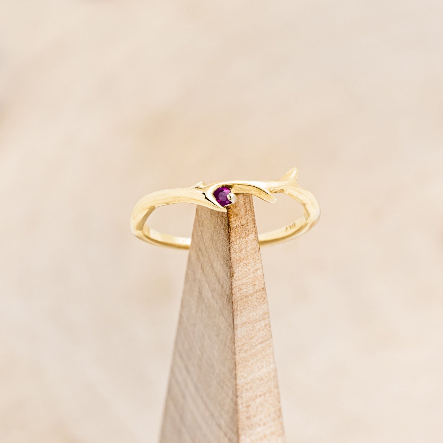 "ARTEMIS" STACKER - ANTLER-STYLE STACKING BAND WITH A BIRTHSTONE ACCENT-Staghead Designs
