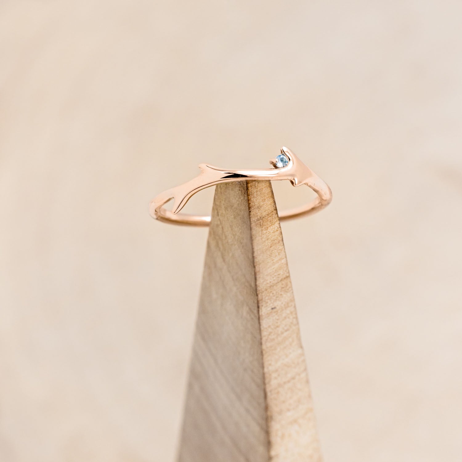 "ARTEMIS" STACKER - ANTLER-STYLE STACKING BAND WITH A BIRTHSTONE ACCENT-Staghead Designs