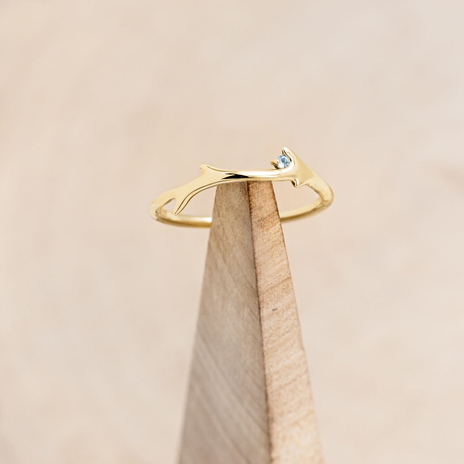 "ARTEMIS" STACKER - ANTLER-STYLE STACKING BAND WITH A BIRTHSTONE ACCENT-Staghead Designs