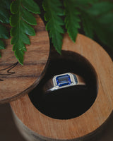 "ARTHUR" - BEZEL SET LAB-GROWN SAPPHIRE WEDDING BAND-4