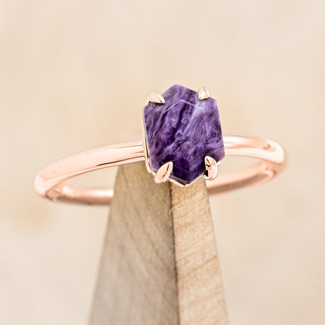 "AURUM" - HEXAGON CUT SOLITAIRE ENGAGEMENT RING-Staghead Designs