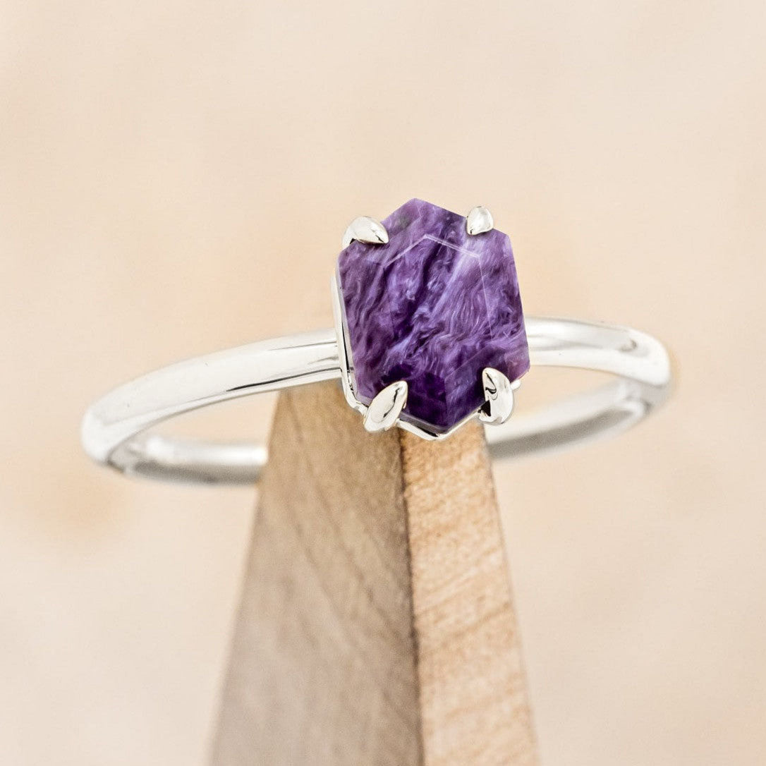 "AURUM" - HEXAGON CUT SOLITAIRE ENGAGEMENT RING-Staghead Designs