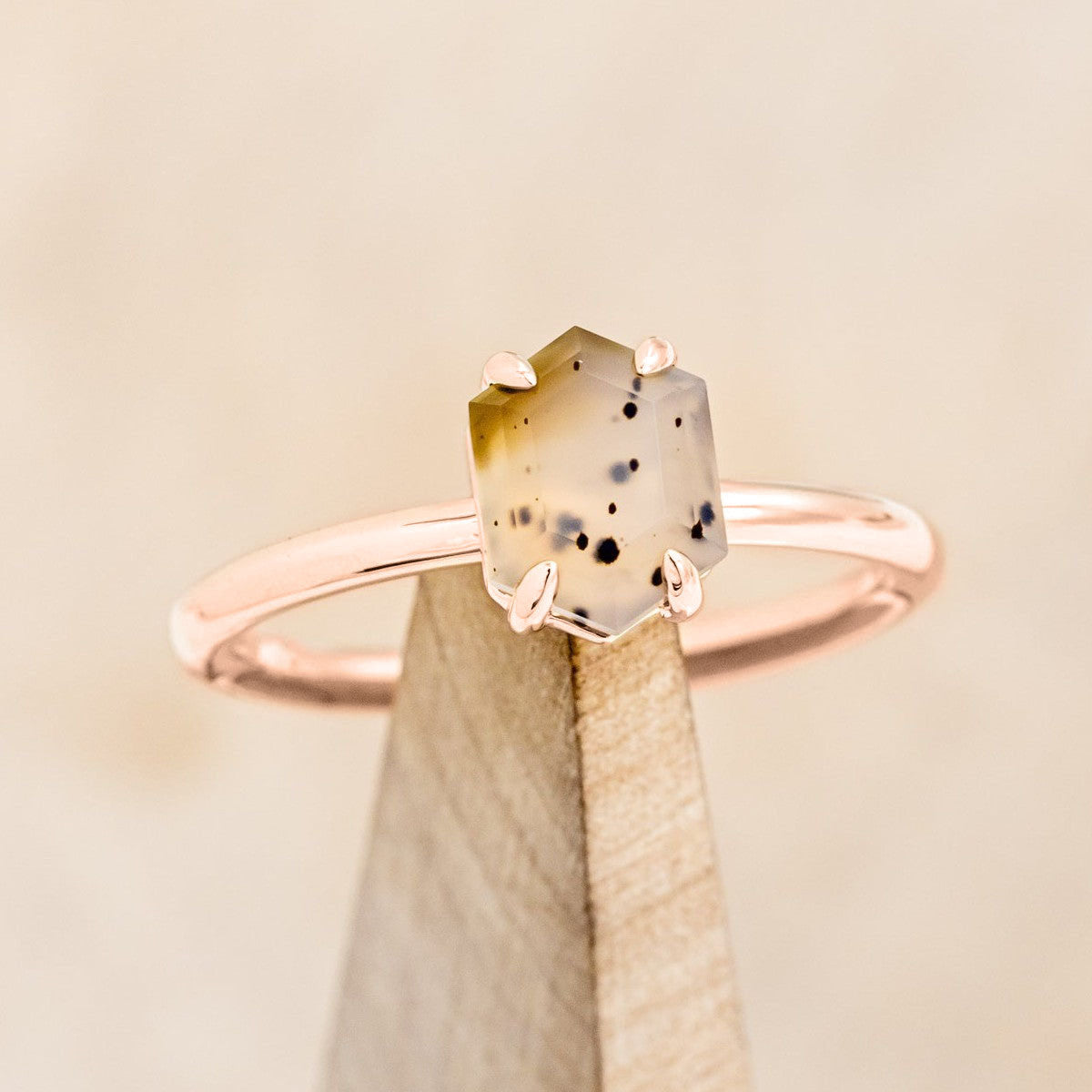 "AURUM" - HEXAGON CUT SOLITAIRE ENGAGEMENT RING-Staghead Designs