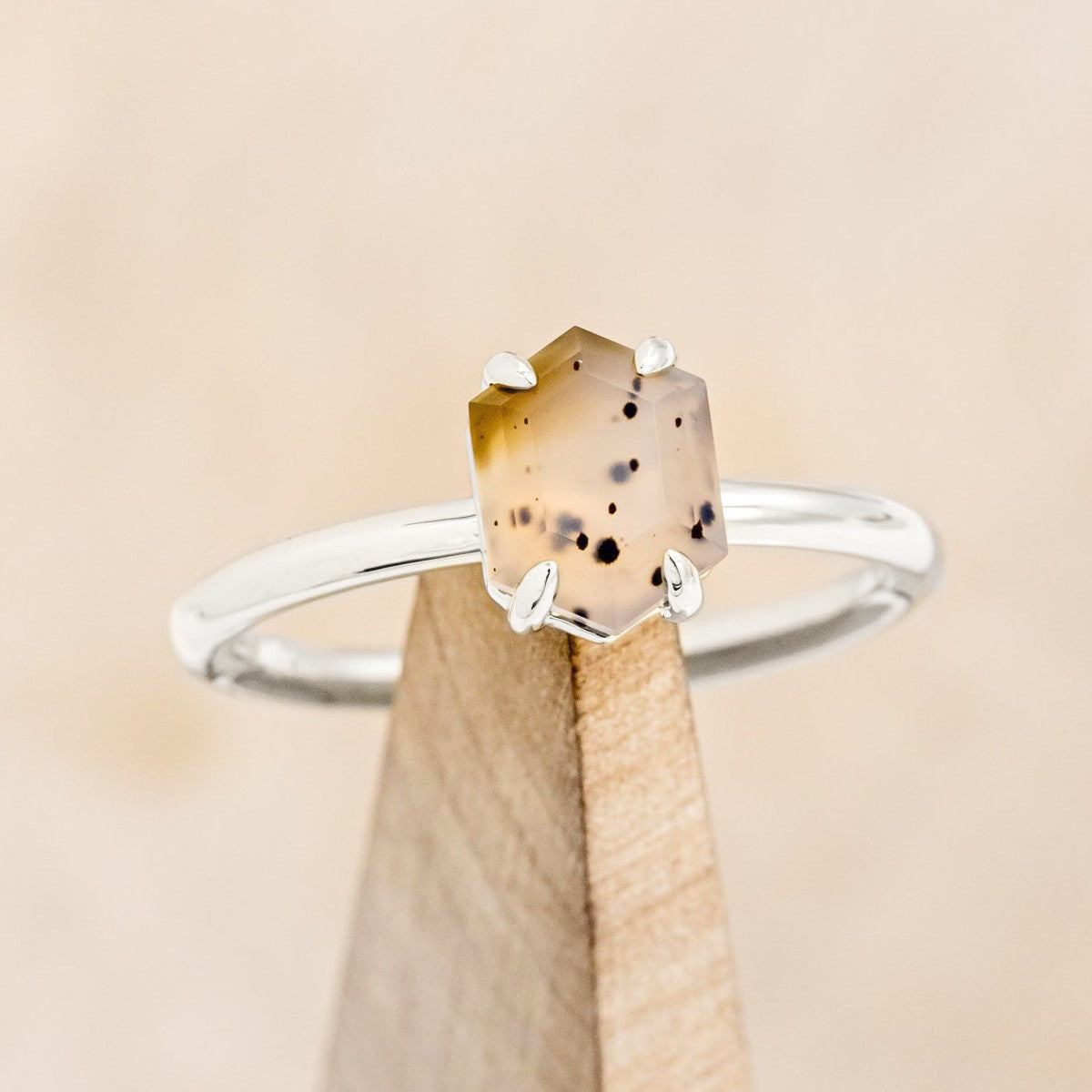 "AURUM" - HEXAGON CUT SOLITAIRE ENGAGEMENT RING-Staghead Designs