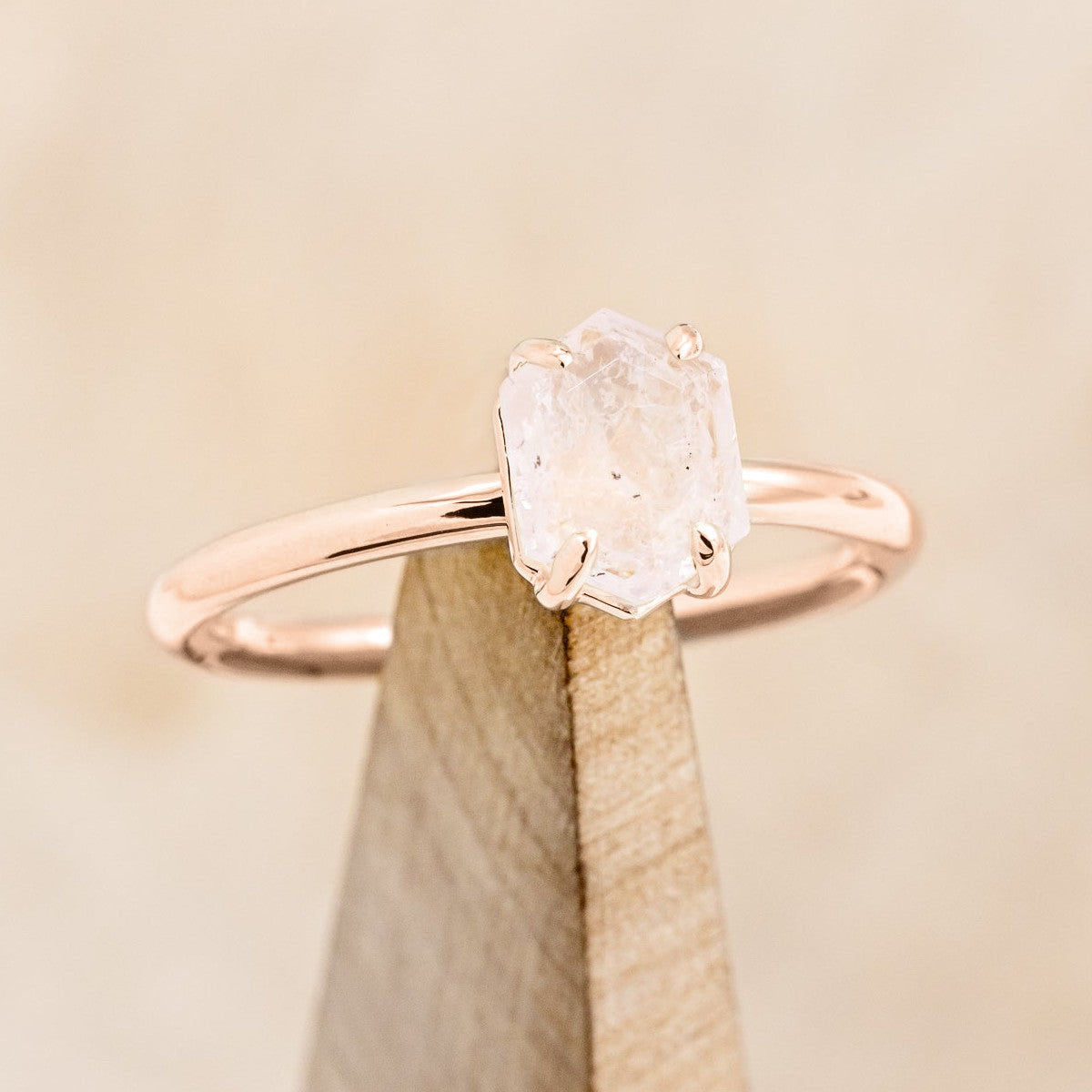 "AURUM" - HEXAGON CUT SOLITAIRE ENGAGEMENT RING-Staghead Designs