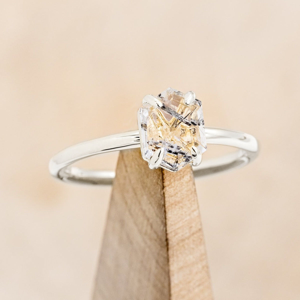 "AURUM" - HEXAGON CUT SOLITAIRE ENGAGEMENT RING-Staghead Designs