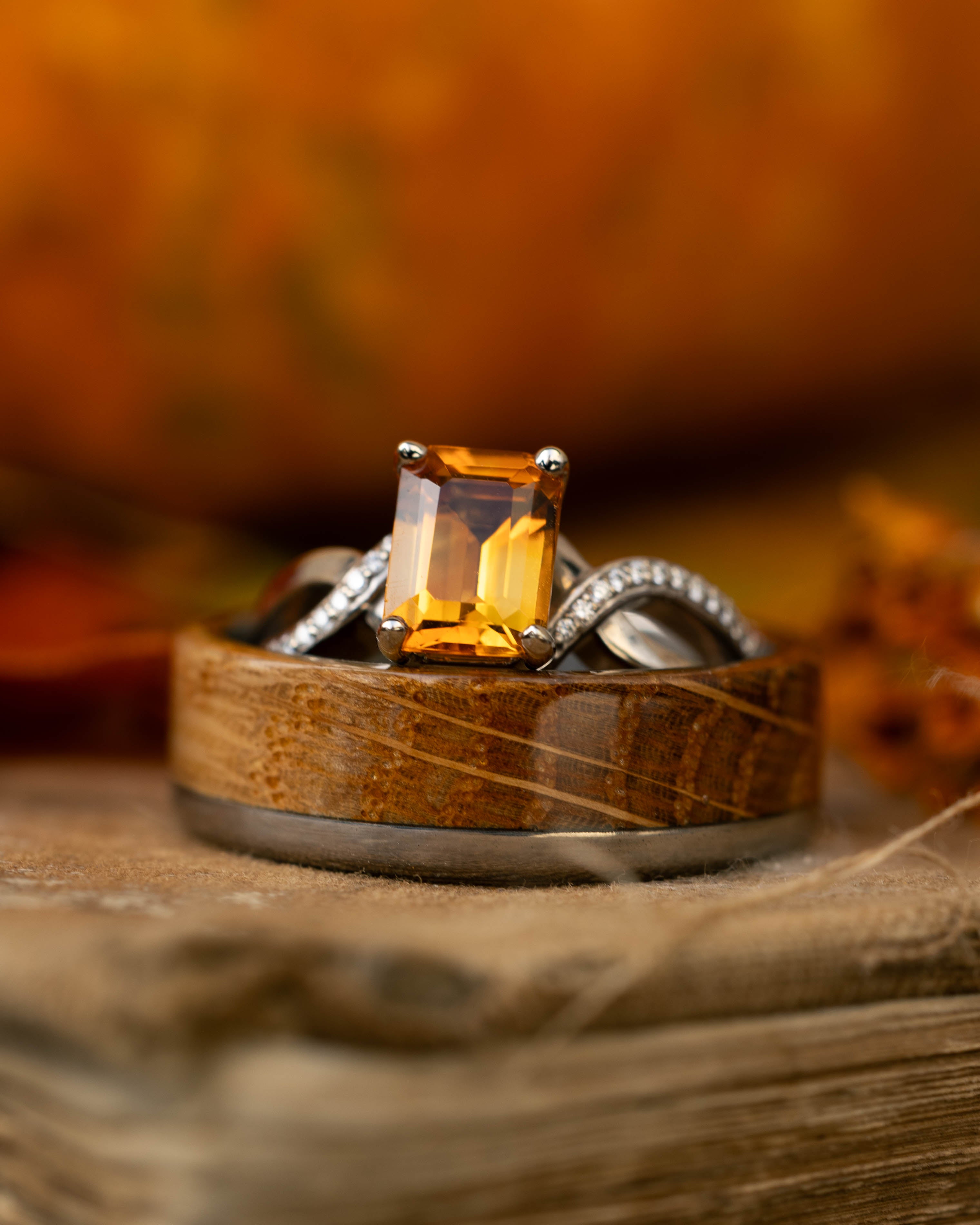 "EZRA" - WHISKEY BARREL OAK WEDDING BAND-Staghead Designs