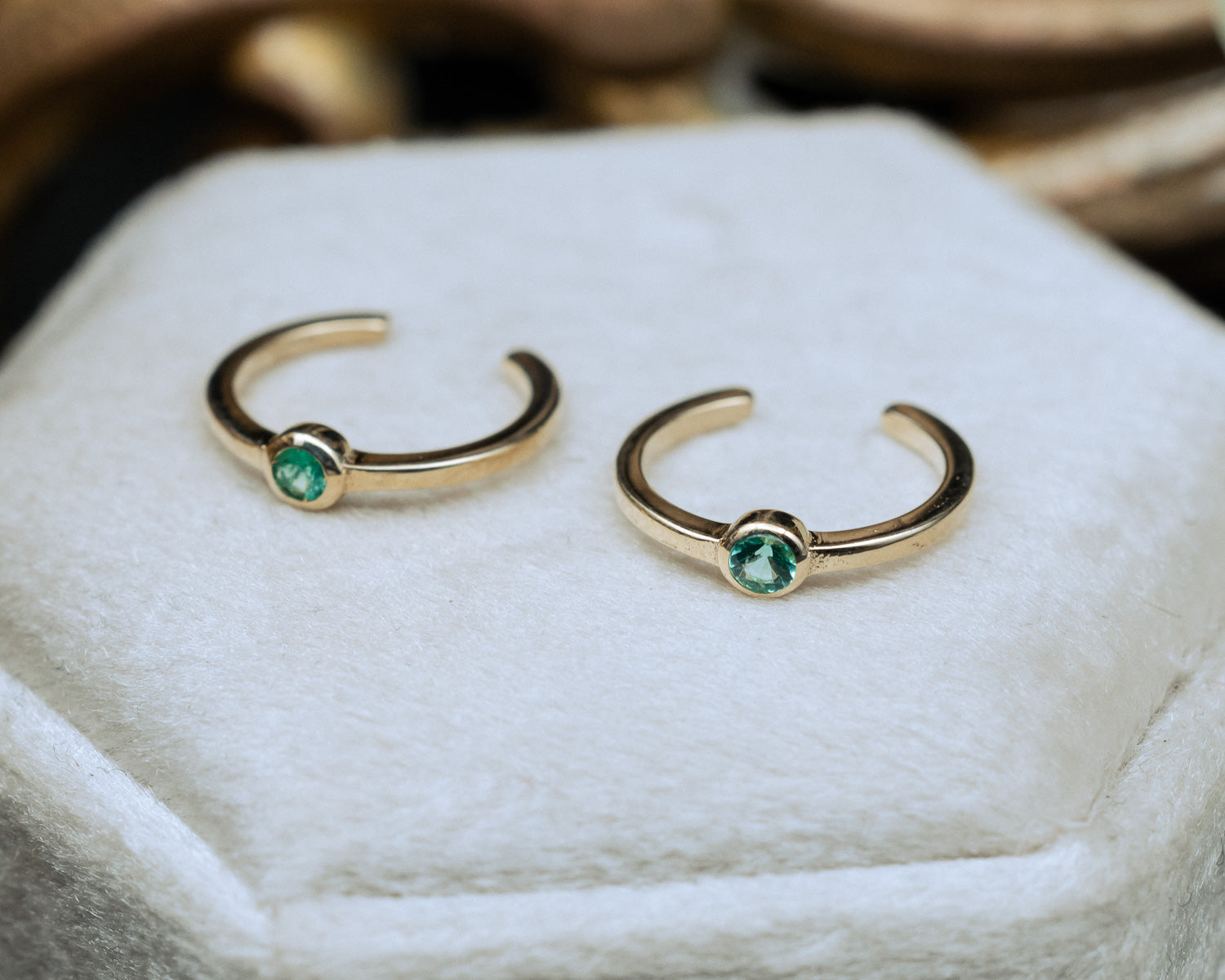 BEZEL SET EMERALD EARRING CUFFS-Staghead Designs
